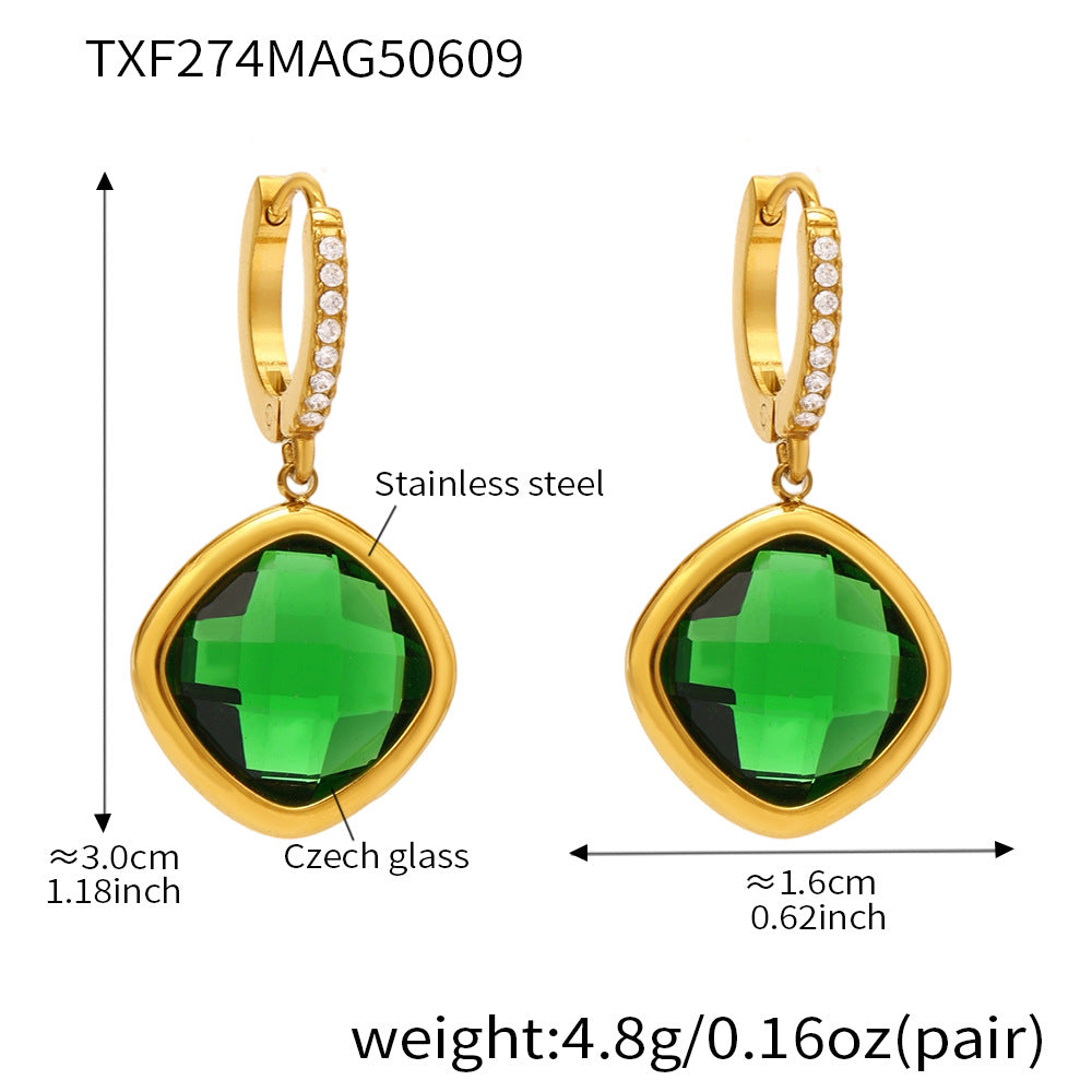 Mioli Transparent Super Shiny Cut Czech Glass Full Diamond Earrings