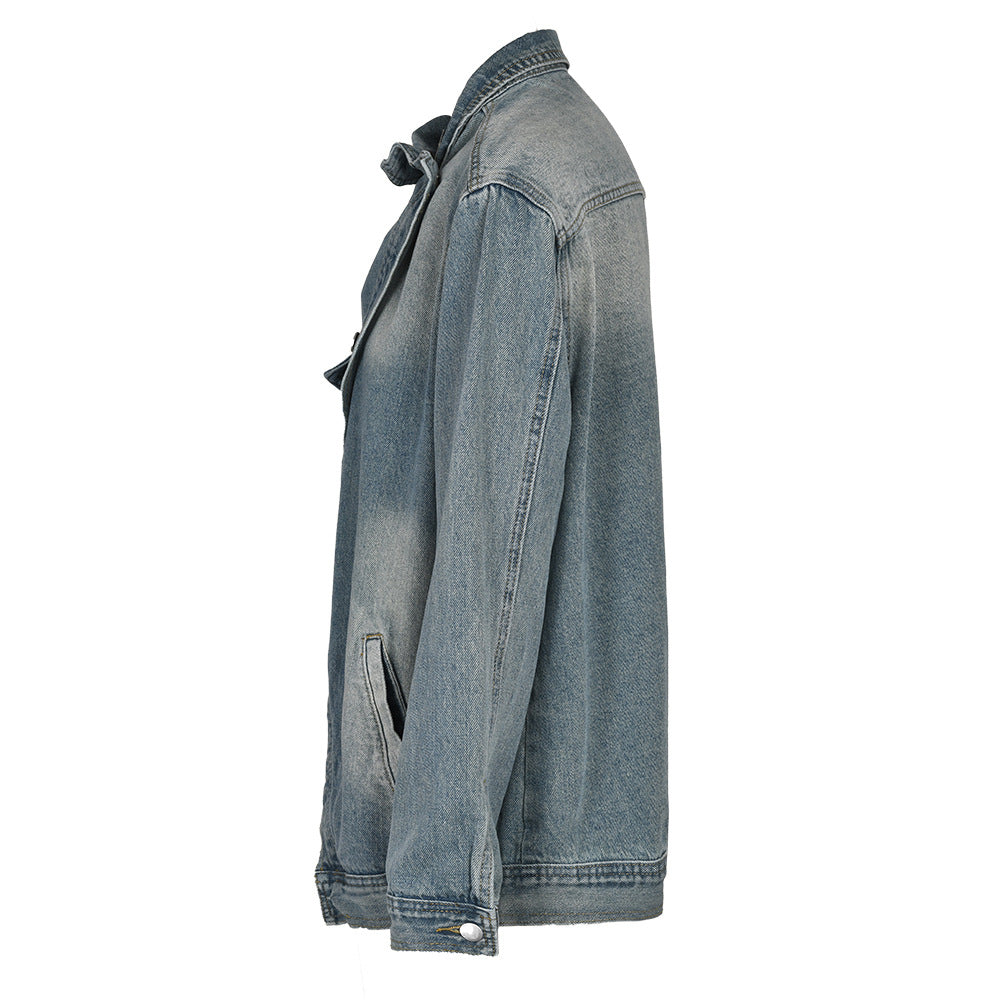Women's Loose Korean-style Irregular Wash Denim Coat