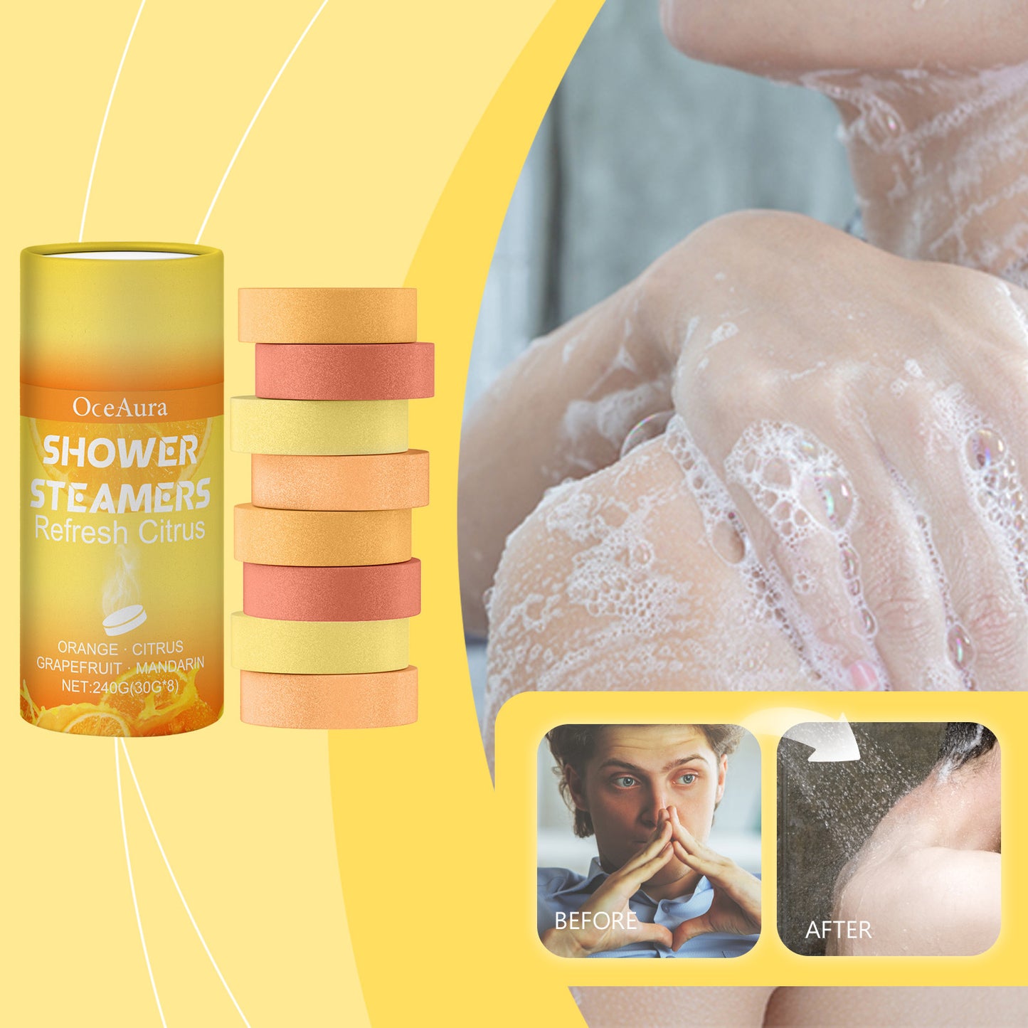 Citrus Mild Nourishing Moisturizing Aromatherapy Shower Tablets