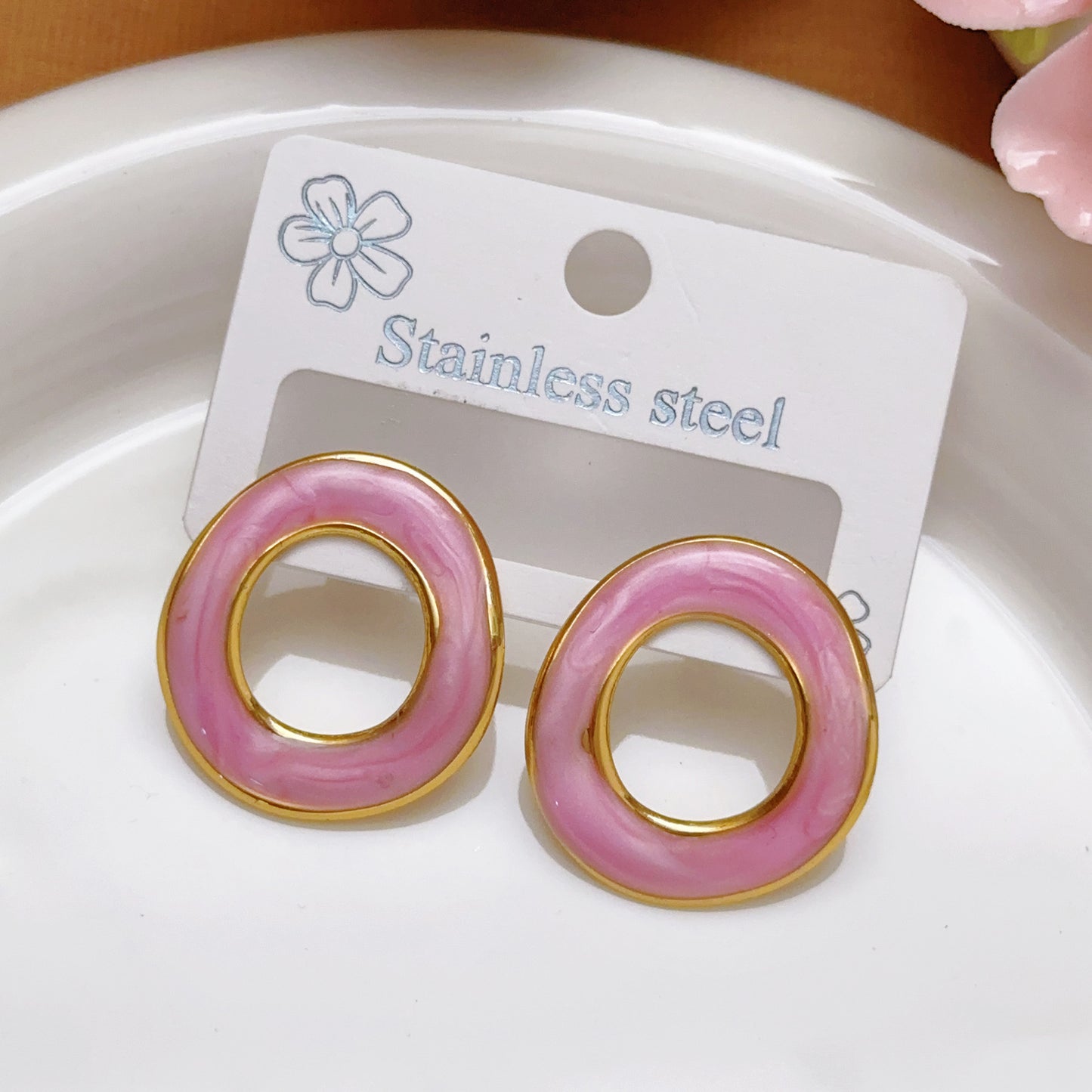 Fashionable Stainless Steel Oil-Drop Earrings For Women