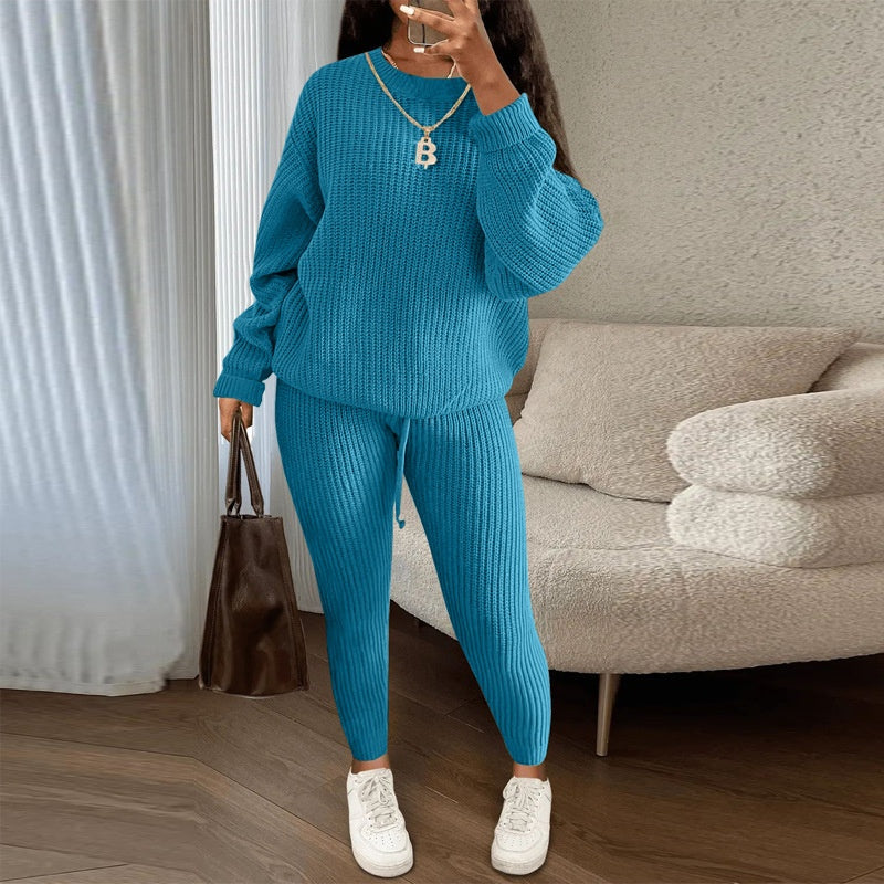 Women's Fashionable Knitted Wool Trousers Suit