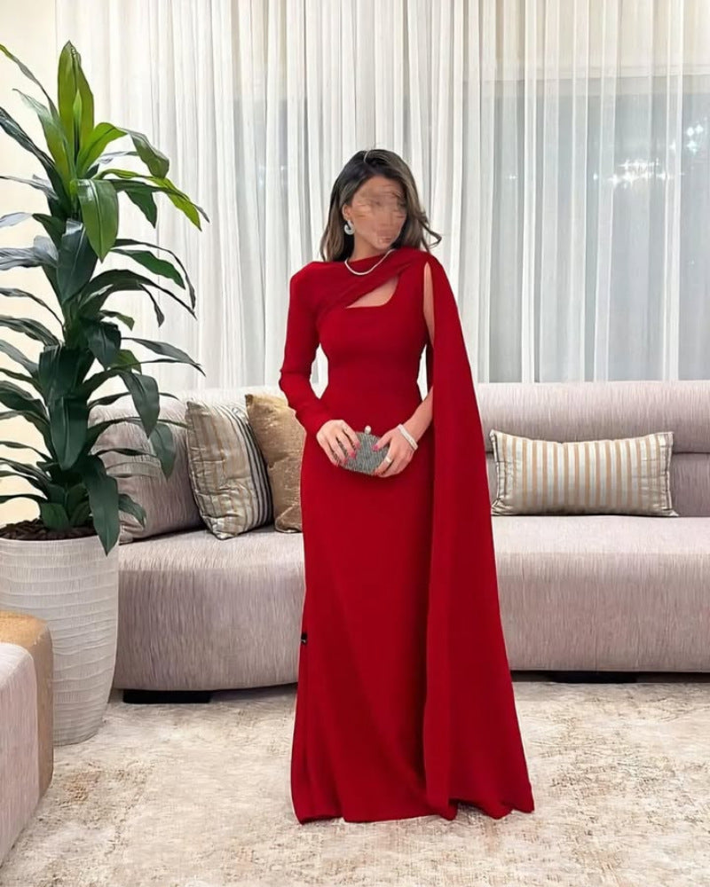 Women's Sexy Sheath One-Shoulder Dress With Flowing Ribbons