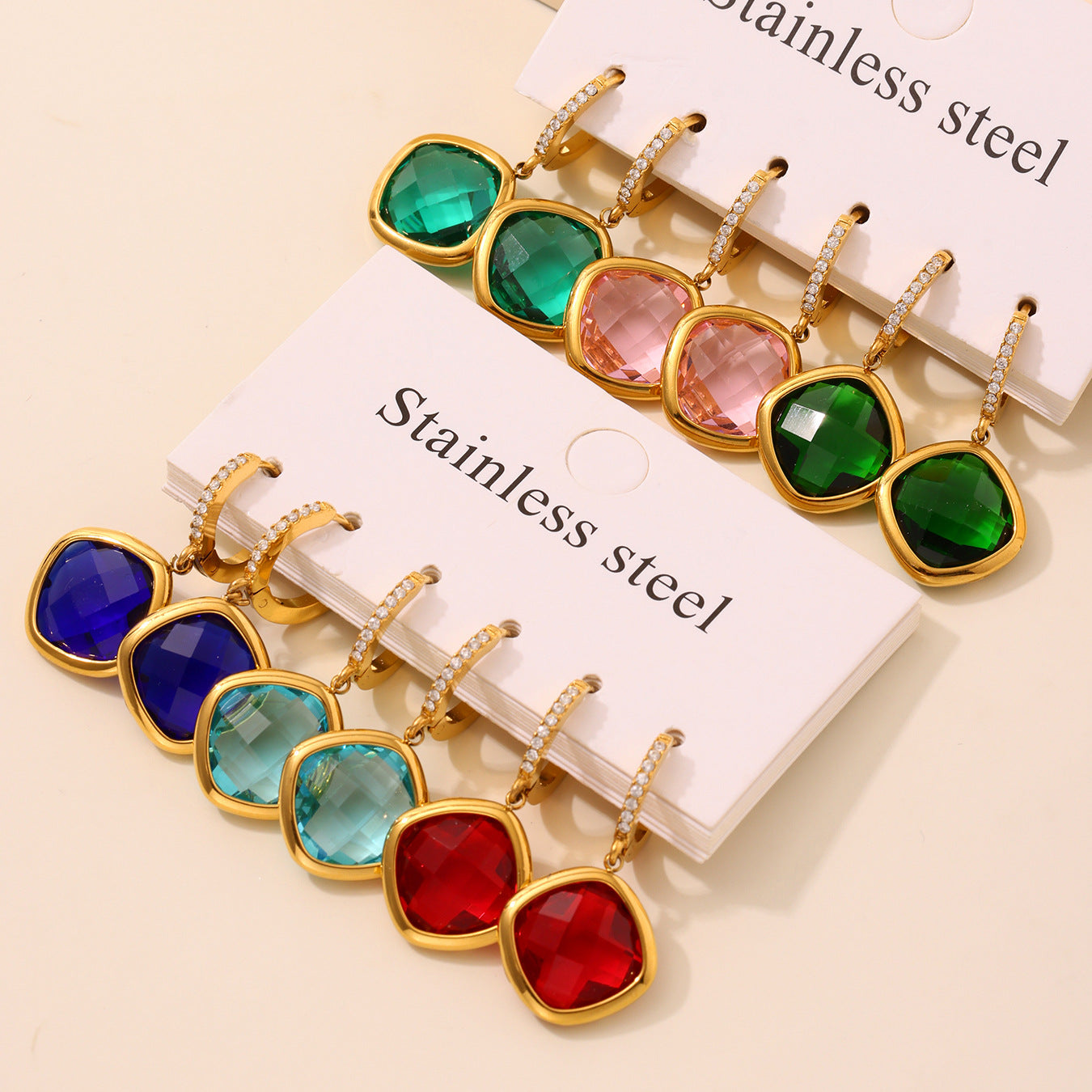 Mioli Transparent Super Shiny Cut Czech Glass Full Diamond Earrings
