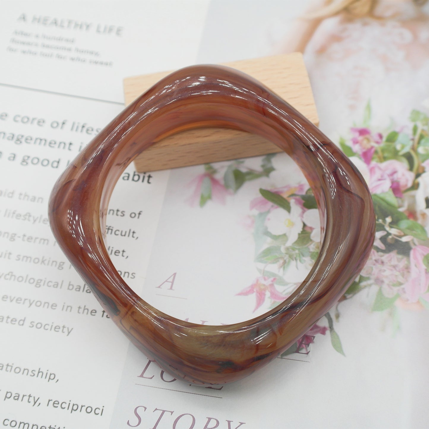Marbling Acrylic Bracelet Shaped Irregular Square