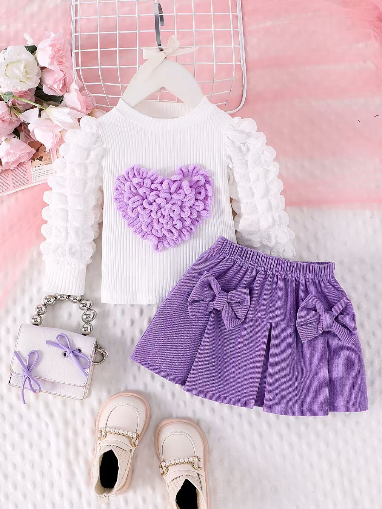 Jacket Rose Red Bow Skirt Cover
