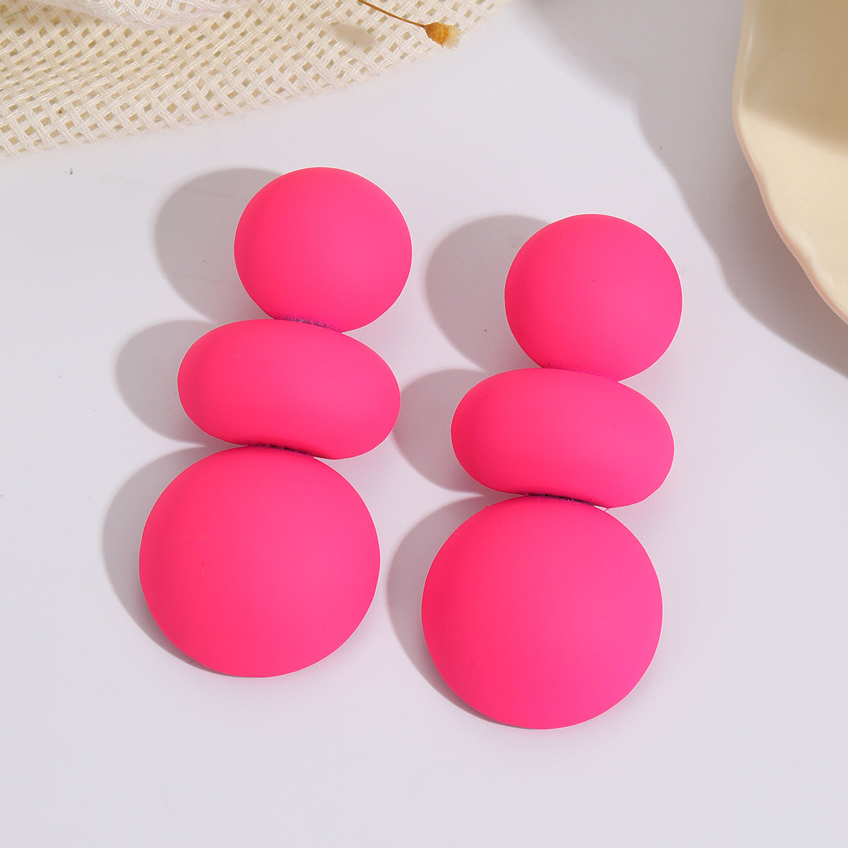 Colored Spray-painted Round Bun Earrings