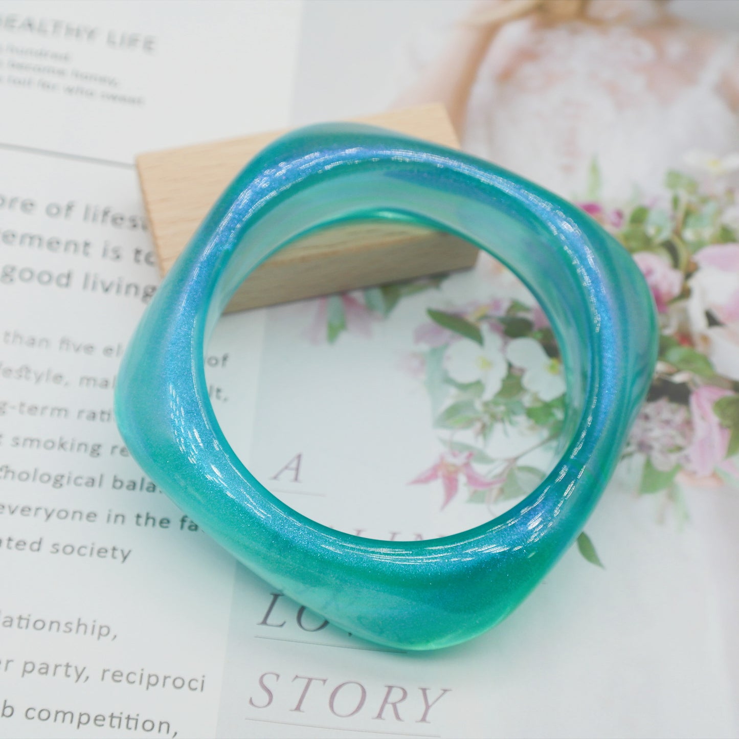 Marbling Acrylic Bracelet Shaped Irregular Square