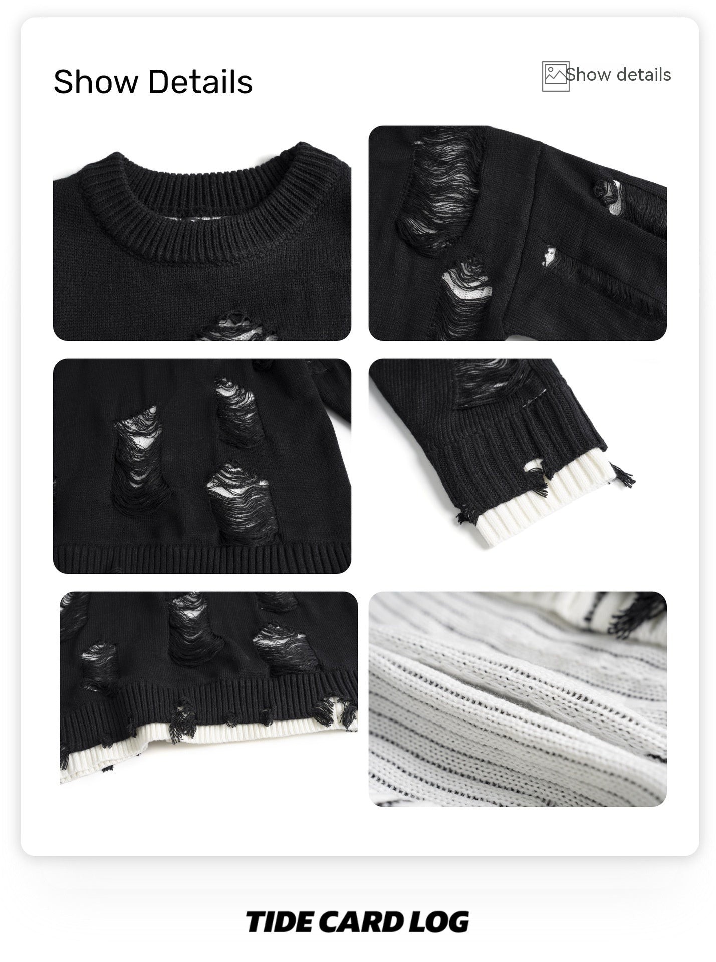 Men and Women Fake Two-piece Hole Oversize Design Sense Idle Style Couple Sweater