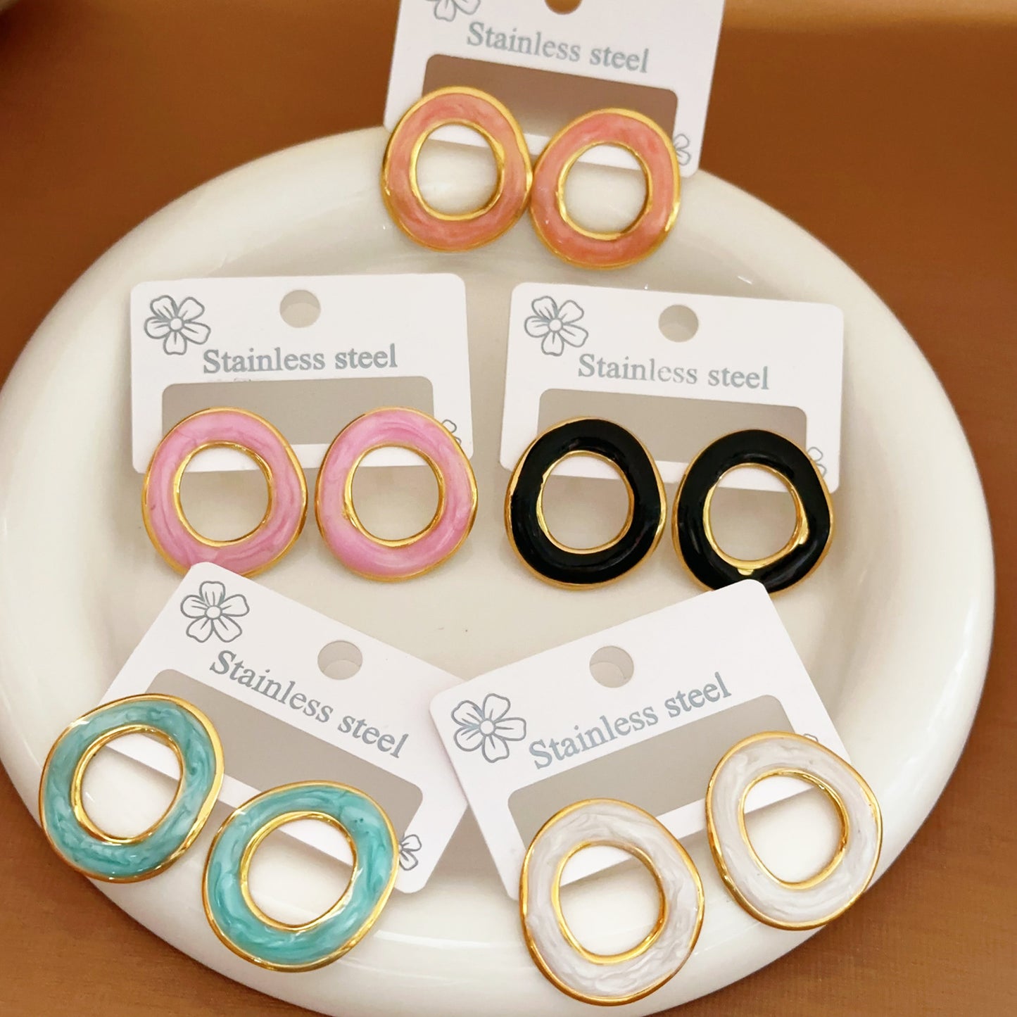 Fashionable Stainless Steel Oil-Drop Earrings For Women