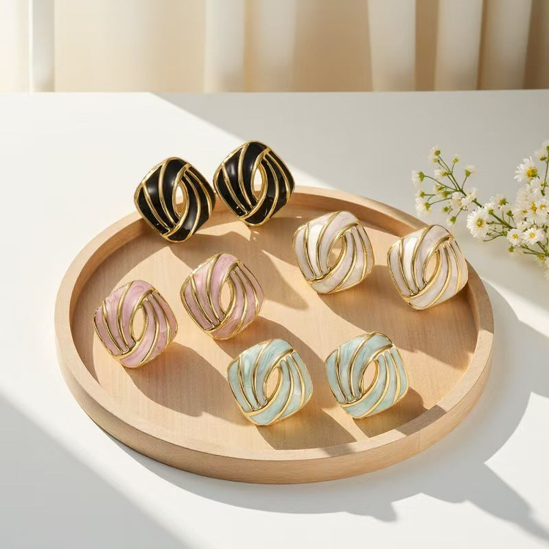 Creative Colorful Dripping-Oil Titanium Steel Earrings