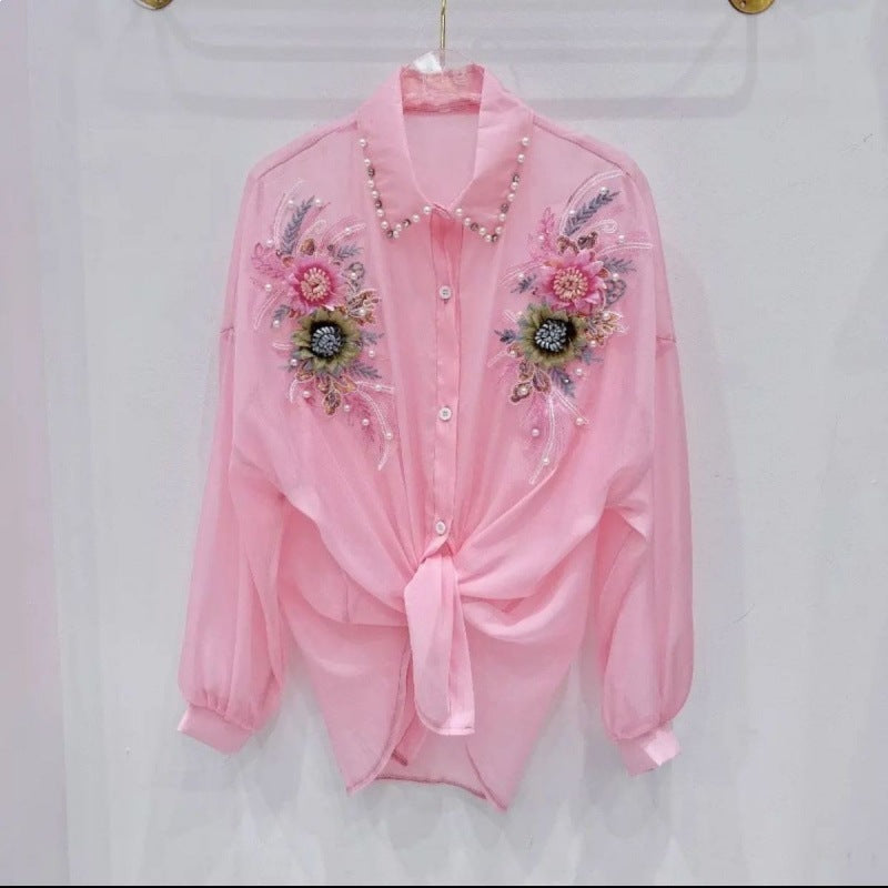 Heavy-duty 3D Floral Loose-fitting Top For Women
