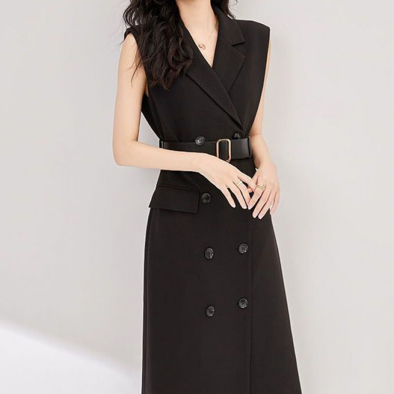 Simple And Versatile Slim-fit Sleeveless Blazer Dress