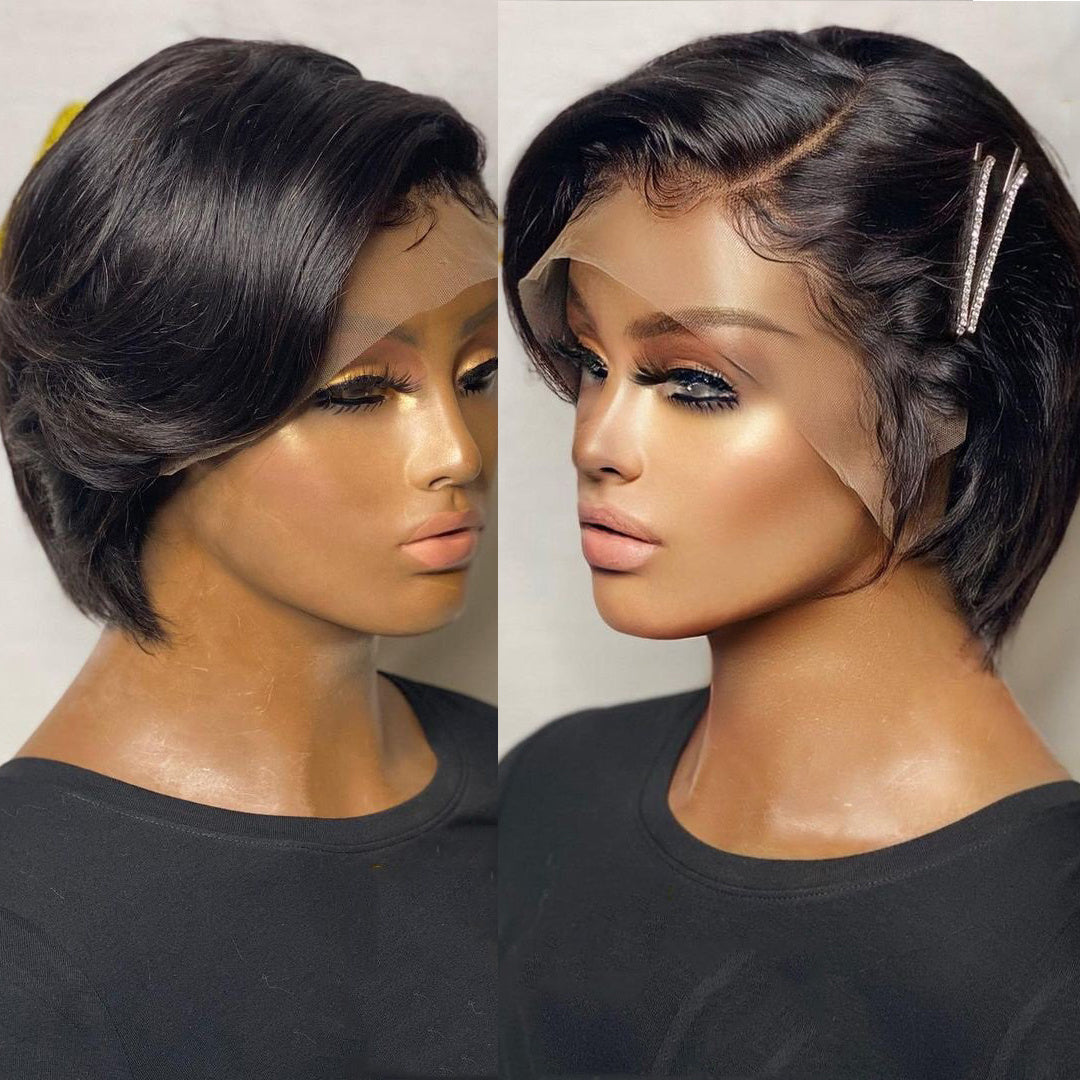 Fashion Pixie Cut Wig Lace Human Hair