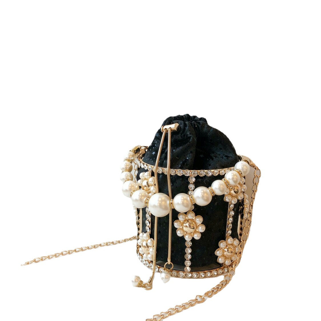 Women's Handmade Pearl Flower Rhinestone Bag