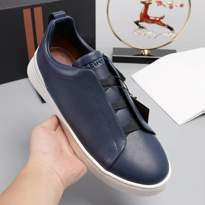 Men's Genuine Leather Cross-Strap Casual Shoes
