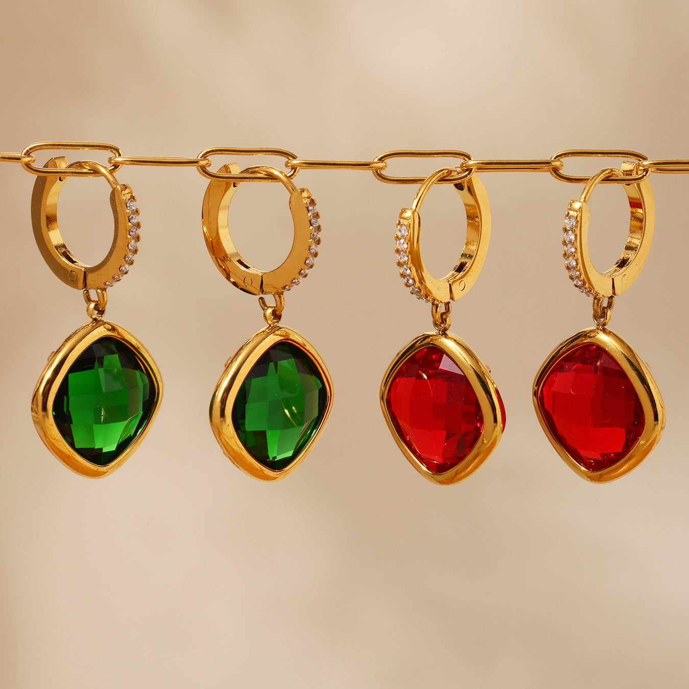 Mioli Transparent Super Shiny Cut Czech Glass Full Diamond Earrings