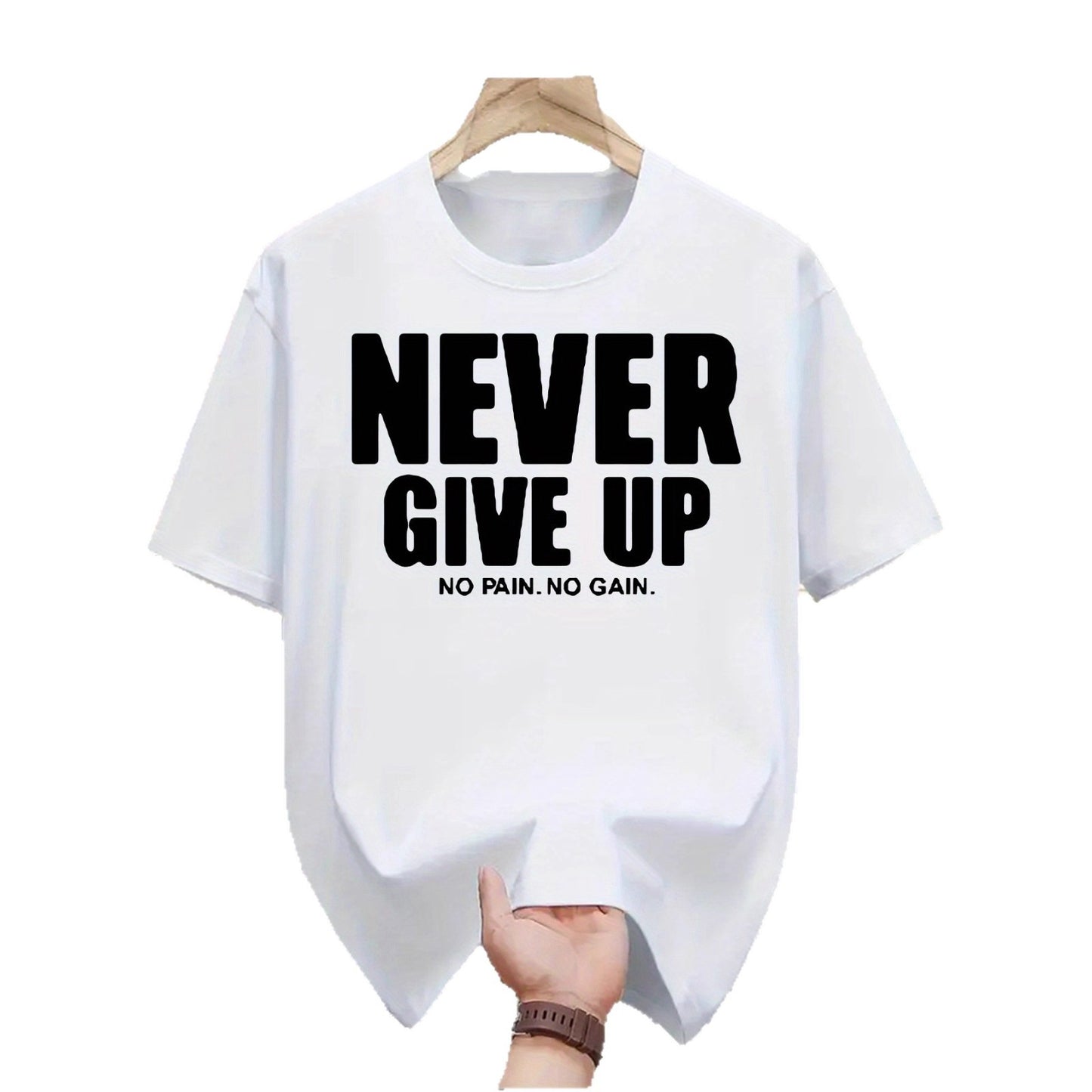 Men and Women Casual Letter-print Crew-neck Versatile Short-sleeve Top