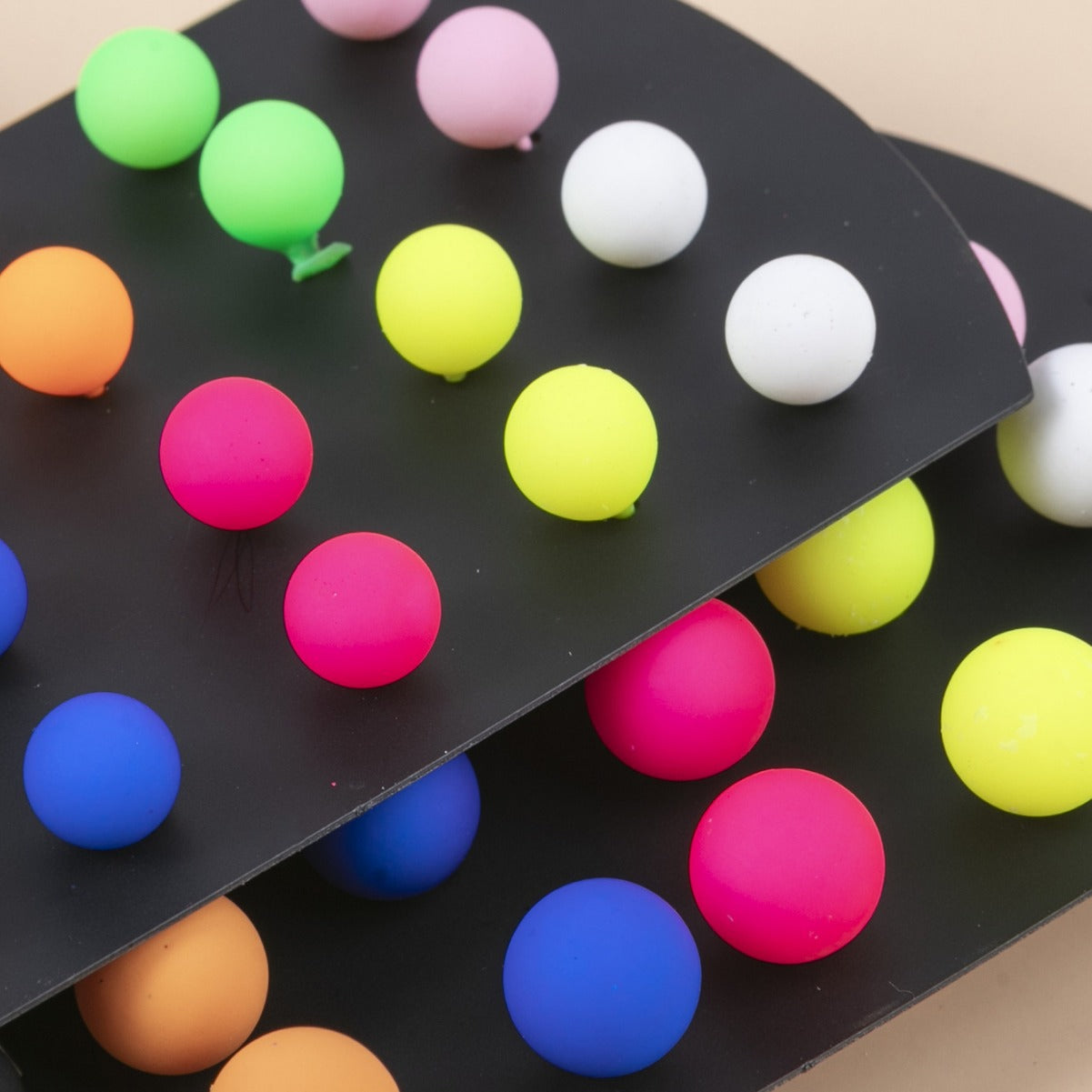 Popular Round Colorful Creative Resin Stud Earrings 12 Pairs Per Card