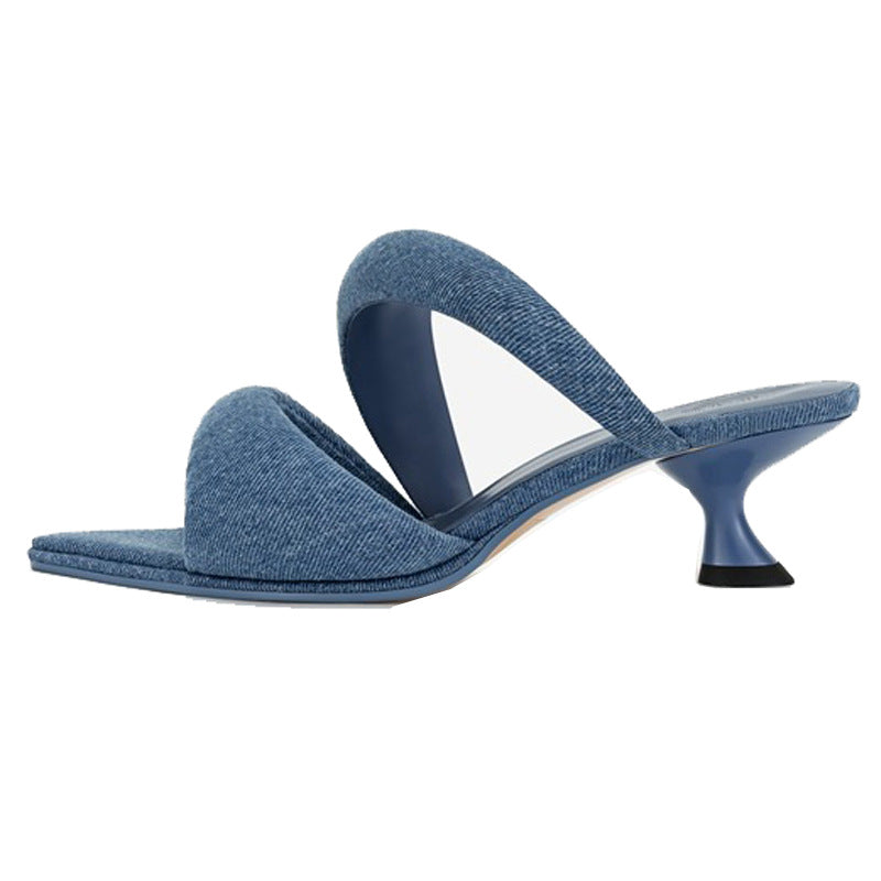 European And American Pointed Soft Leather Kitten Heel Single Sole