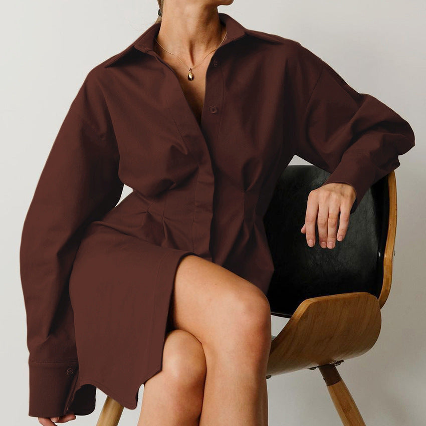 Long Sleeved Slim Dress With Waisted Temperament
