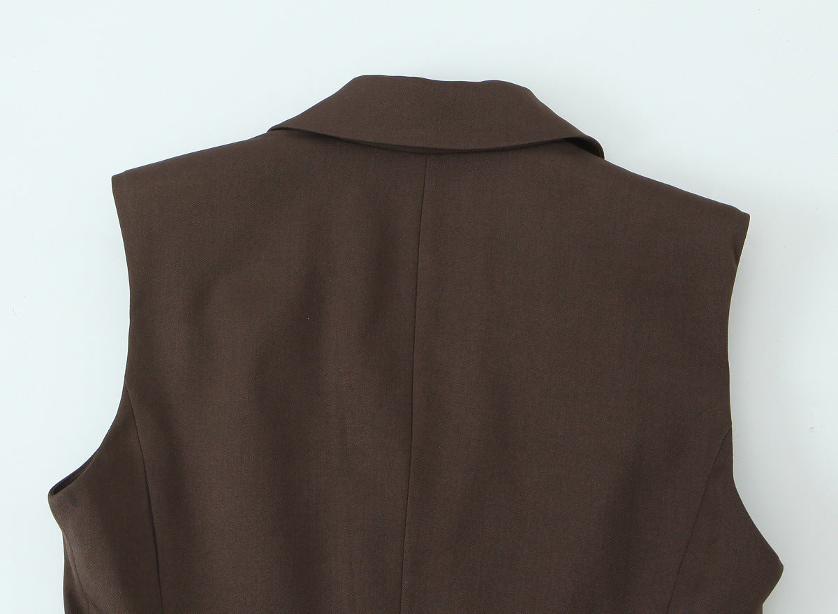 Women's Fashion Belt Vest Straight Suit