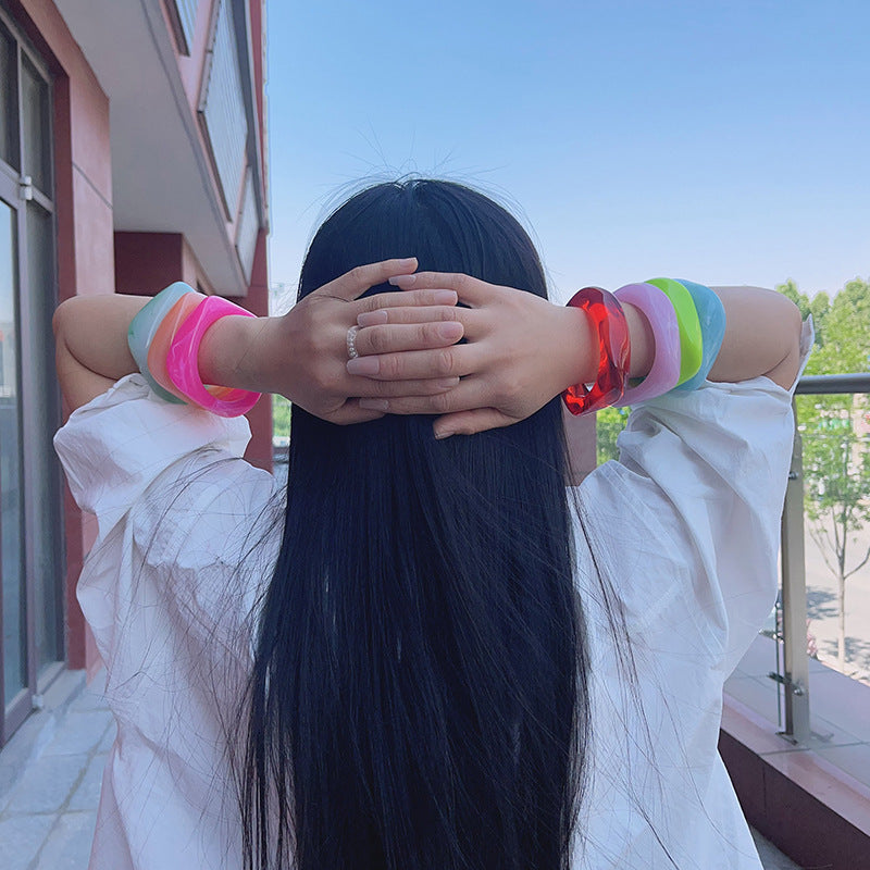 Colorful Multi-color Square Acrylic Bracelet