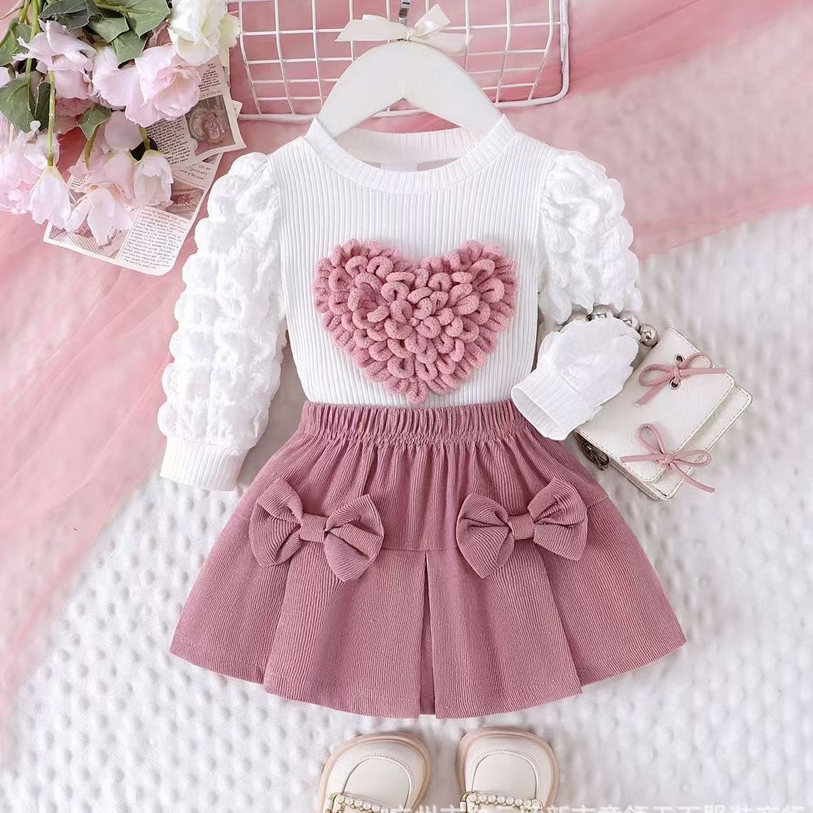 Jacket Rose Red Bow Skirt Cover