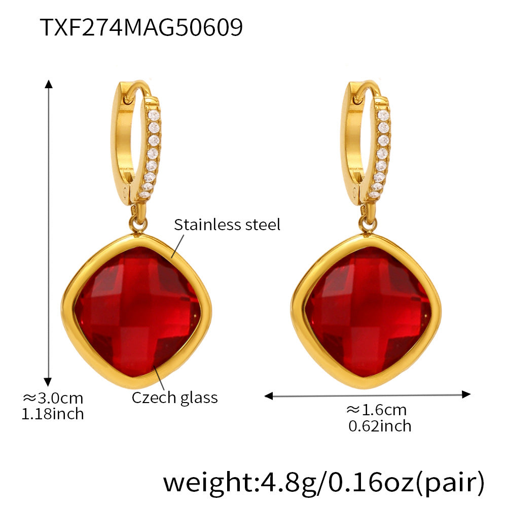 Mioli Transparent Super Shiny Cut Czech Glass Full Diamond Earrings