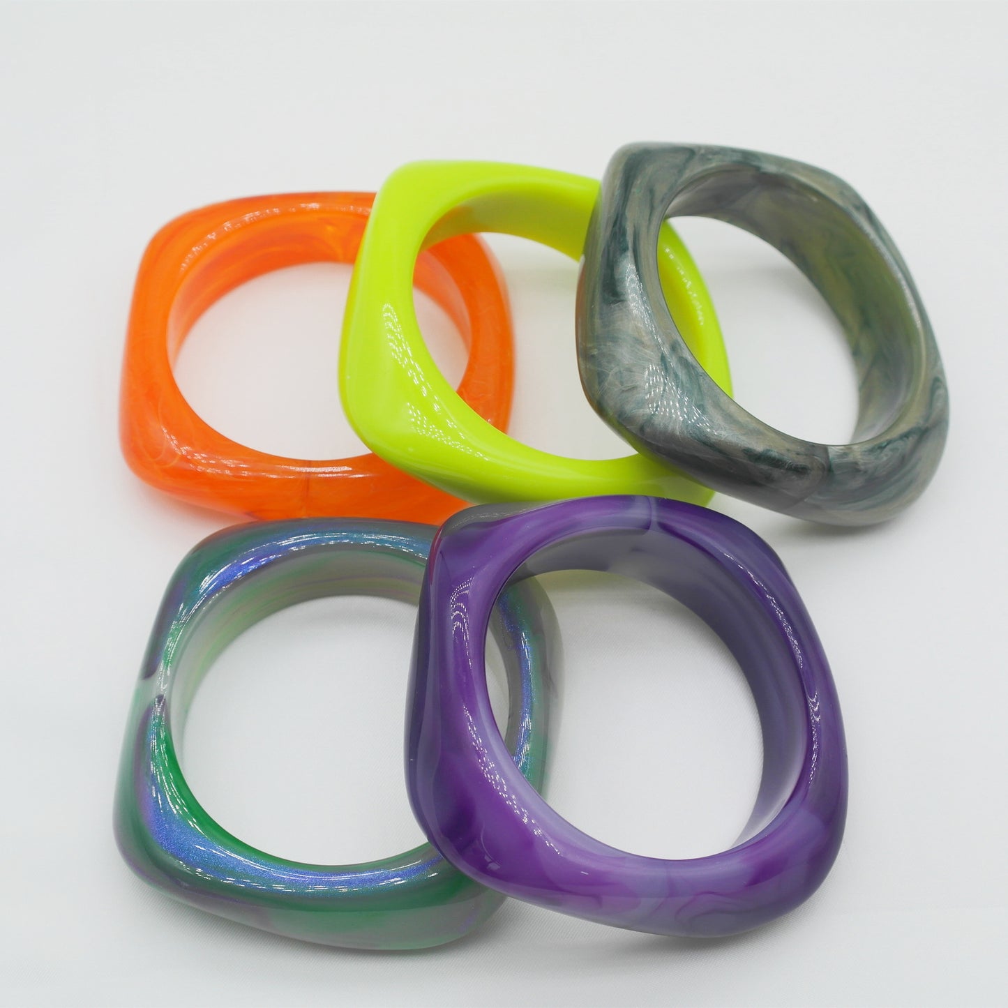 Marbling Acrylic Bracelet Shaped Irregular Square