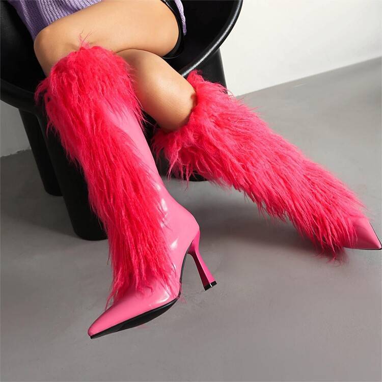 Womens Tassel Boots Stylish HighHeel Long Boots With A Side Zipper