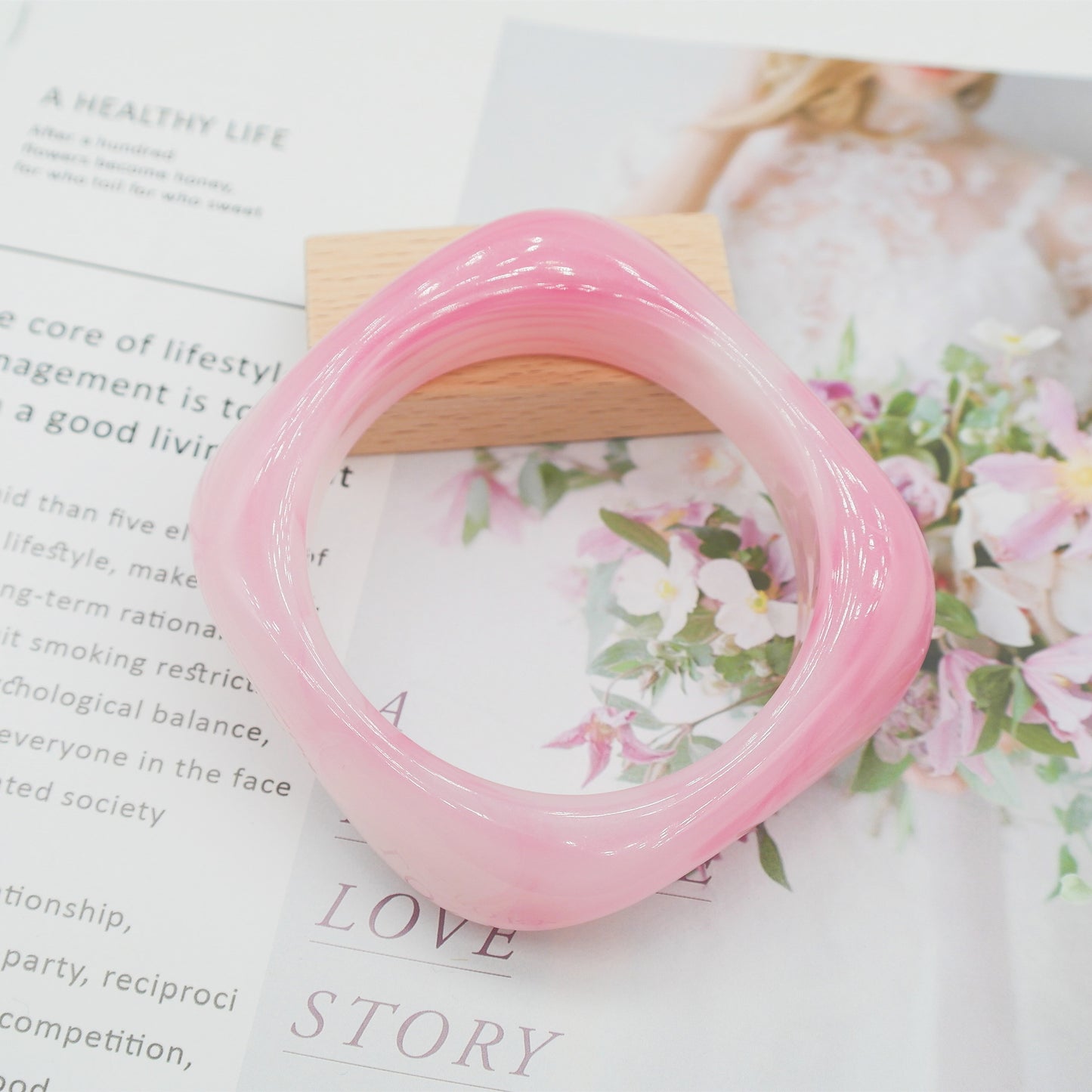 Marbling Acrylic Bracelet Shaped Irregular Square