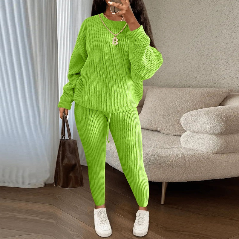 Women's Fashionable Knitted Wool Trousers Suit